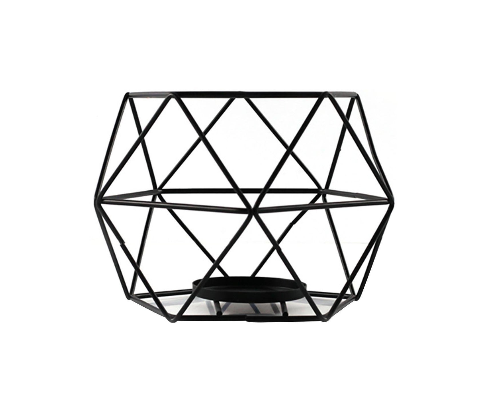 Nordic Style 3D Geometric Wrought Rack Candle Holder Candlestick Home Decoration-Black