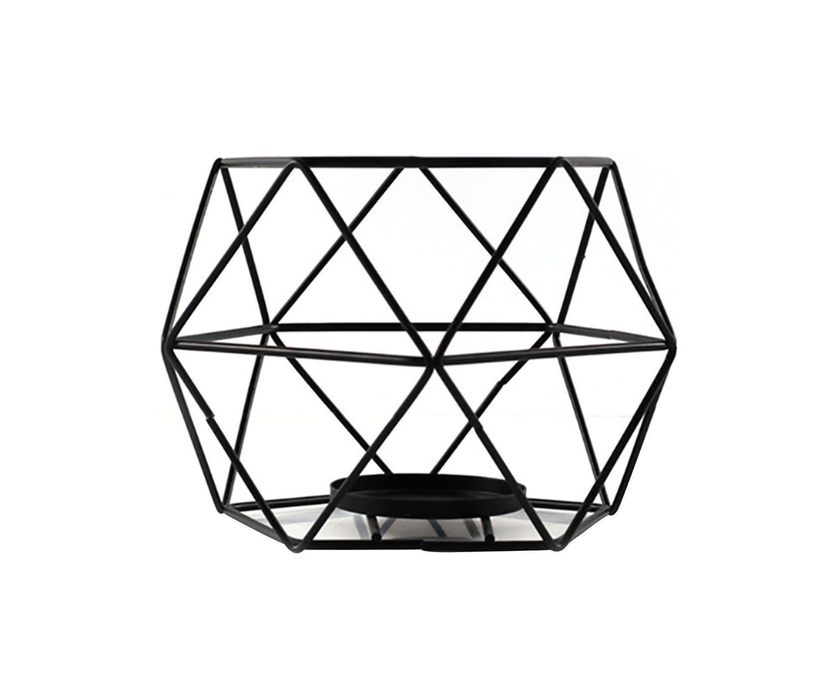 Nordic Style 3D Geometric Wrought Rack Candle Holder Candlestick Home Decoration-Black