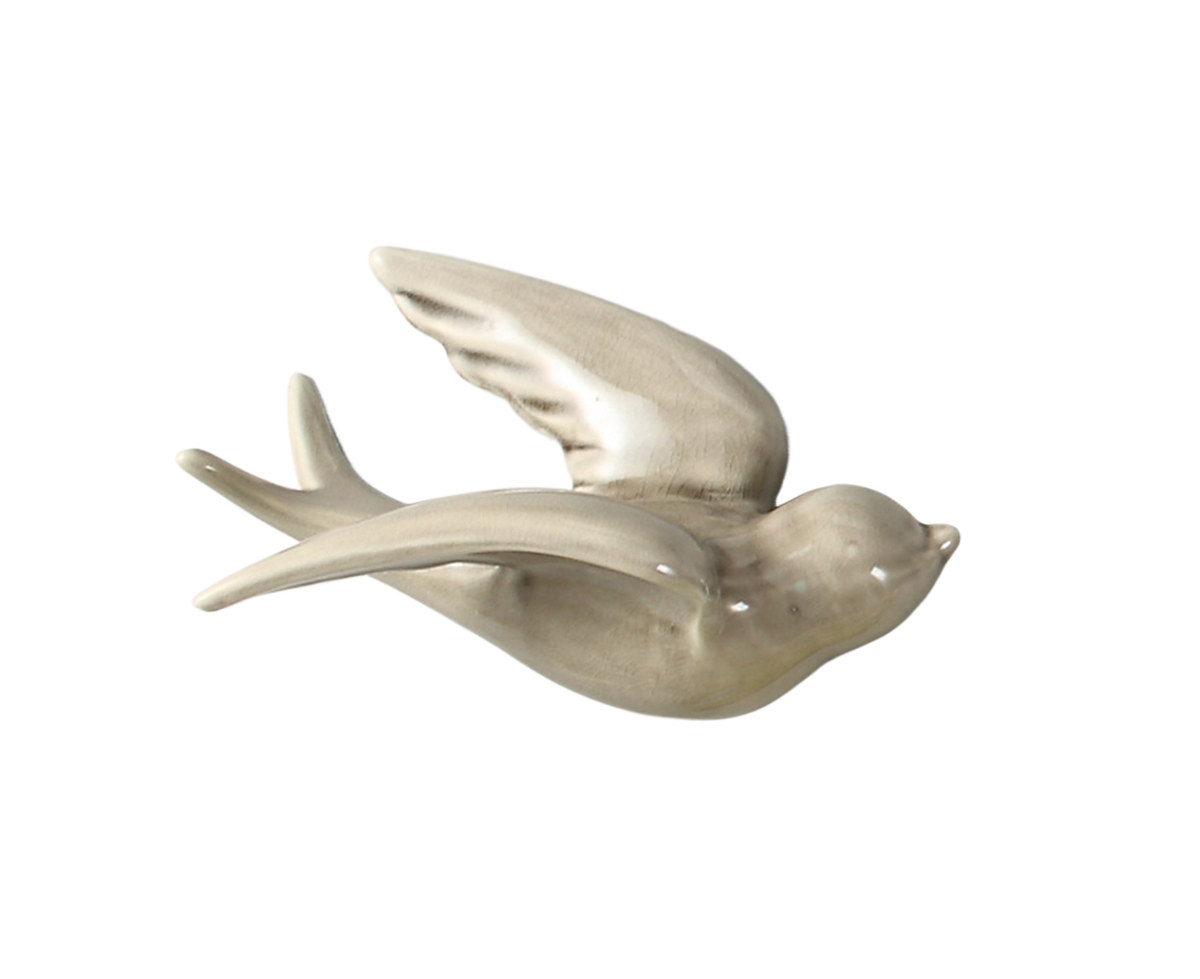 Attractive Hanging Pendant Widely Use Ceramic 3D Bird Shape Wall Crafts Ornaments for Home-Grey S