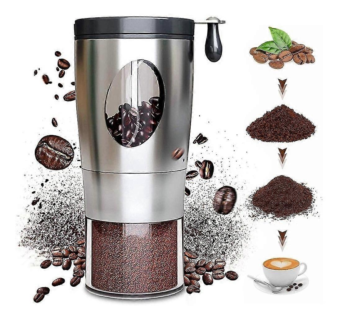 Manual Coffee Grinder - Foldable Hand Crank, Stainless Steel, Adjustable, Portable