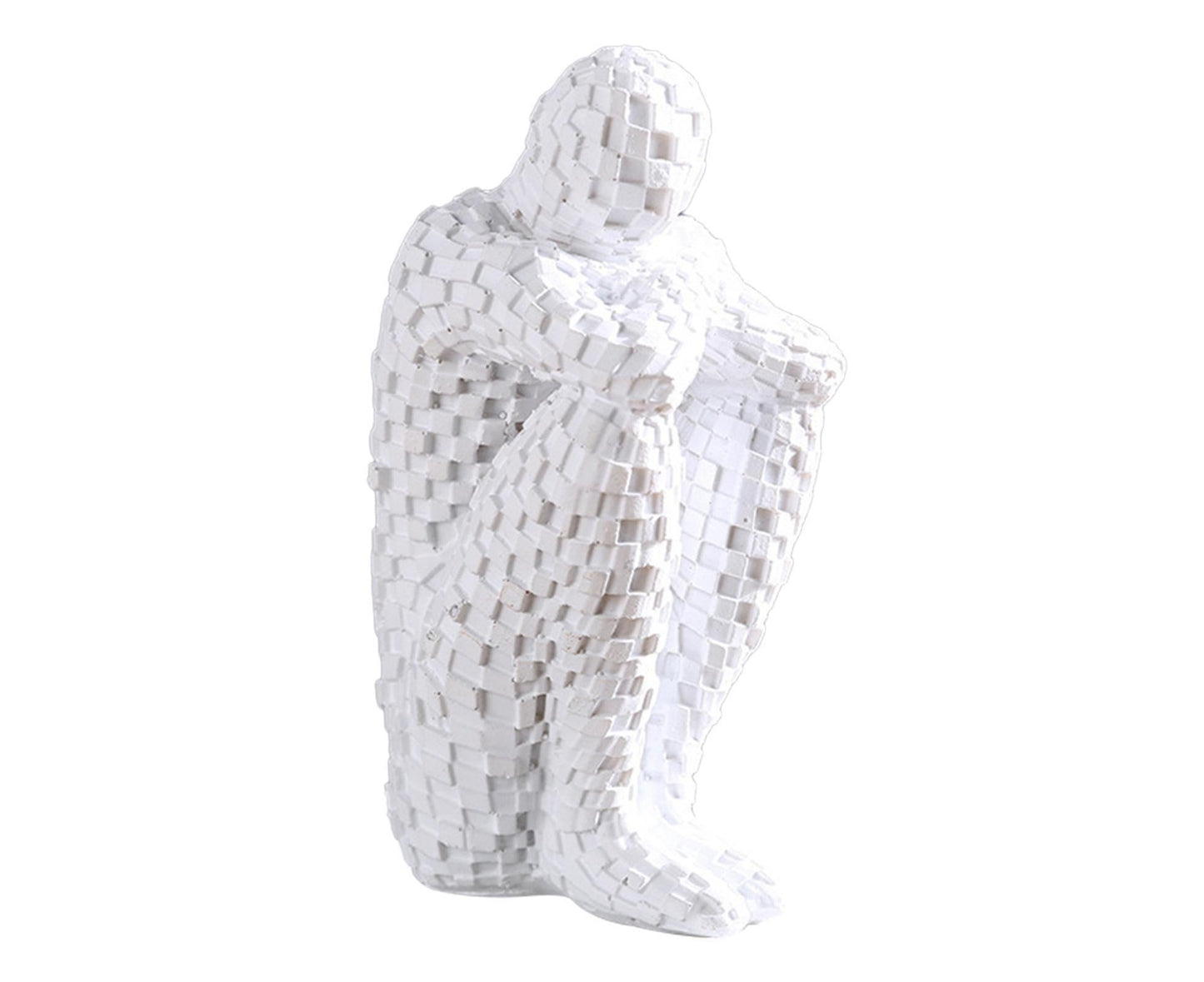 Abstract Thinker Statue Waterproof Resin Artistic Inspiration Thinker Sculpture Patio Decor-White