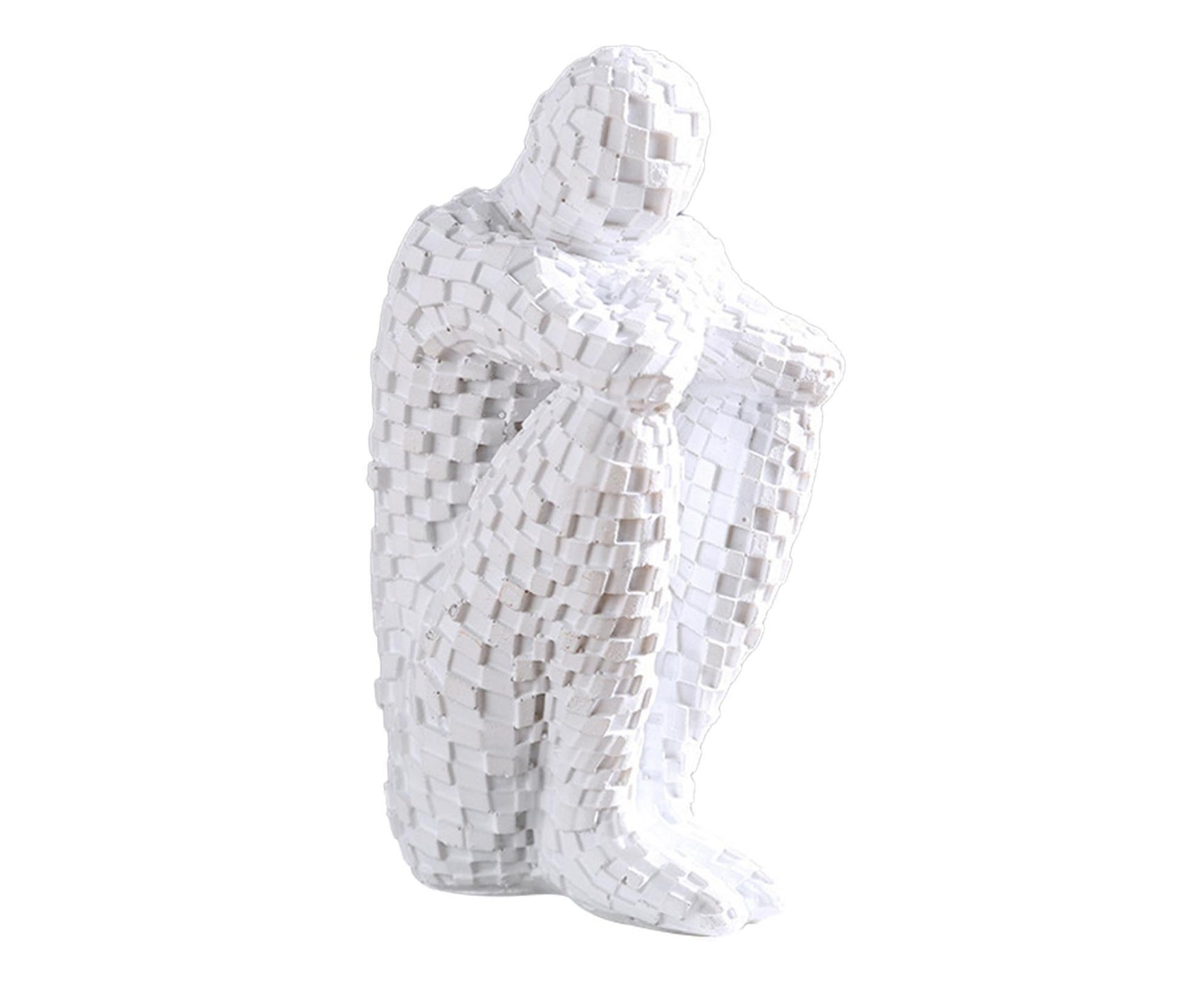 Abstract Thinker Statue Waterproof Resin Artistic Inspiration Thinker Sculpture Patio Decor-White