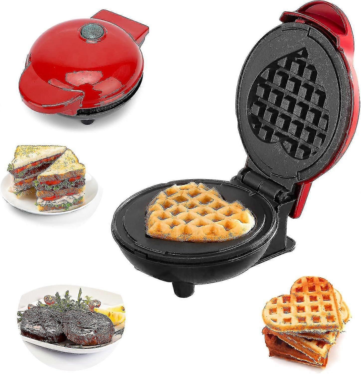 Mini Waffle Maker - Round Nonstick Waffle Machine for Breakfast & Snacks, Small Waffle Maker