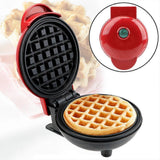Mini Waffle Maker - Nonstick Round Red Waffle Machine for Parties, Babies & Holiday Treats