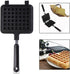 Manual Aluminum Waffle Maker - Handheld Waffle Cooker with Non-Stick Coating and Handle