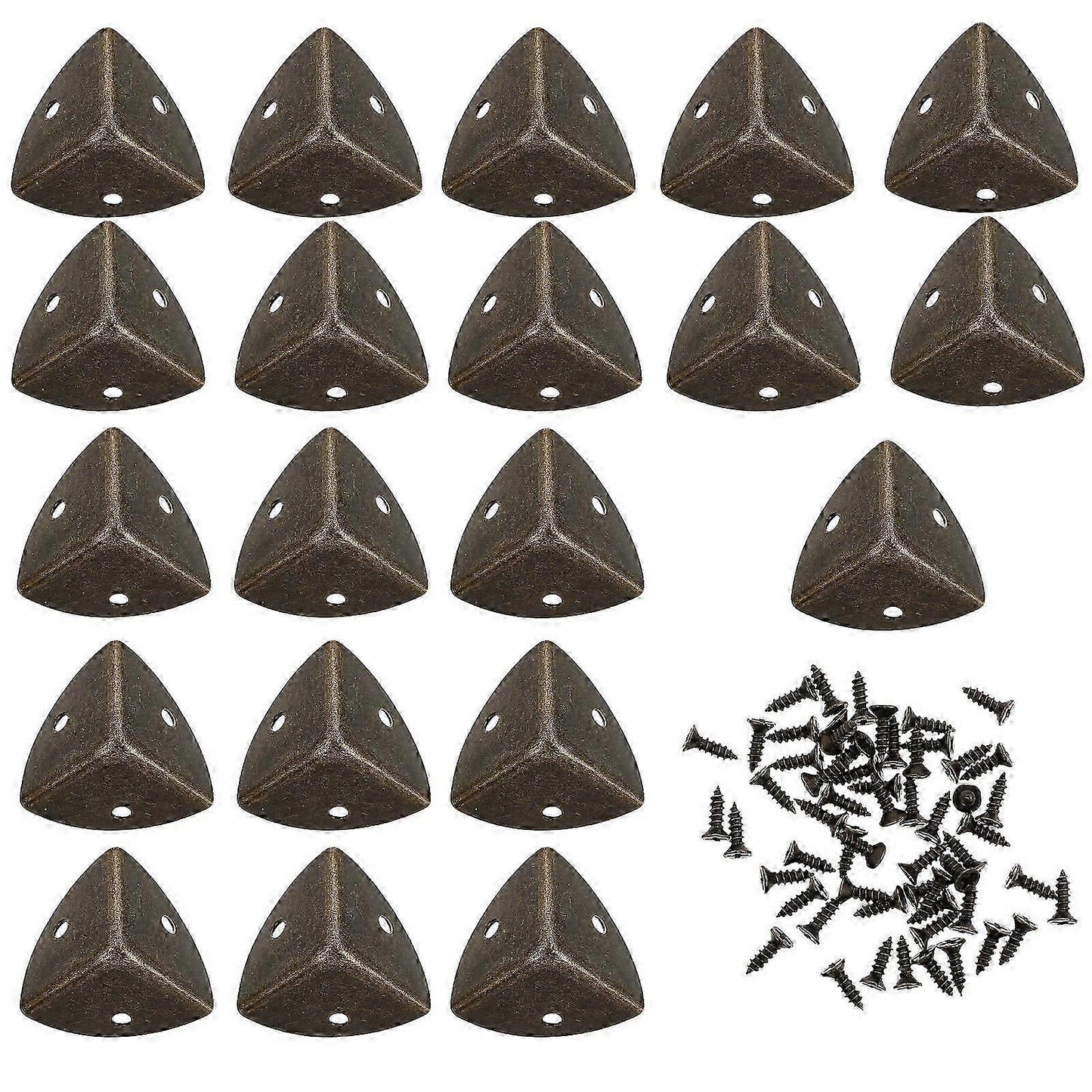 20pcs Antique Metal Furniture Corner Protectors - Triangle Alloy Desk & Box Corner Guards