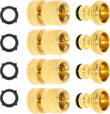 Solid Brass Garden Hose Quick Connect Fittings - Leak-Free Hose Connector Set