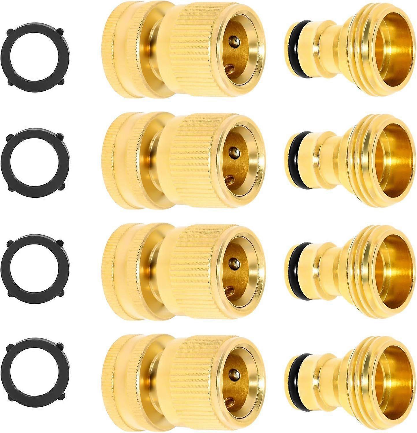 Solid Brass Garden Hose Quick Connect Fittings - Leak-Free Hose Connector Set