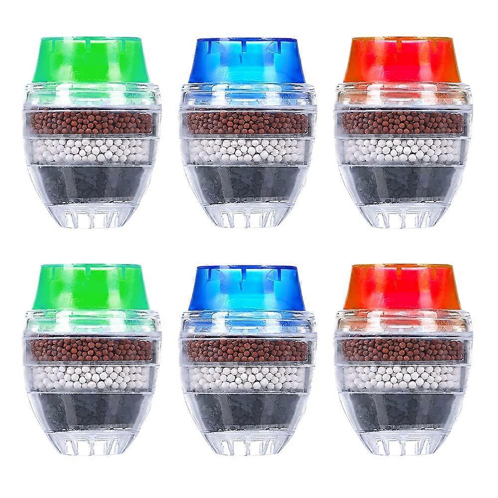 6pcs Mini Faucet Water Filters, Activated Carbon, Anti-Limescale Round Filters