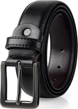 Men's Black Leather Belts, 120cm Genuine Leather Belt for Men