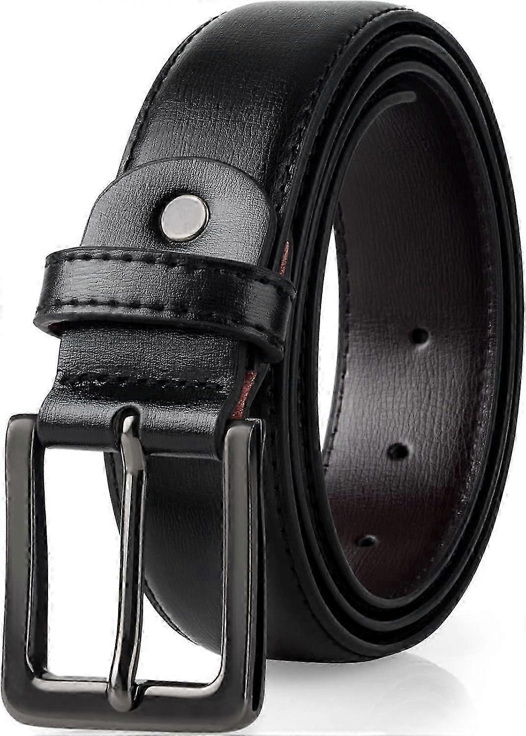 Men's Black Leather Belts, 120cm Genuine Leather Belt for Men