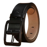 Men's 120cm Leather Belt with Anti-Scratch Pin Buckle, Black Genuine Leather
