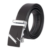 Men's Leather Belt with Automatic Buckle, Litchi Grain Business Style