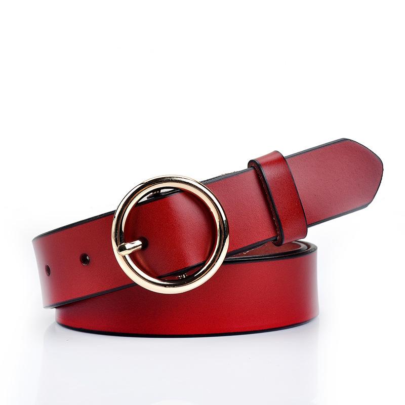 Women's Skinny Leather Belt, Red 105cm, Adjustable Elastic Waist Decorative Belt
