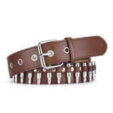 120cm Punk Studded Leather Belt for Women, Men & Girls