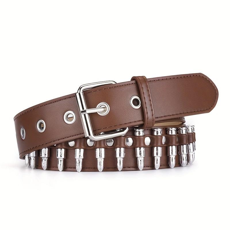 120cm Punk Studded Leather Belt for Women, Men & Girls