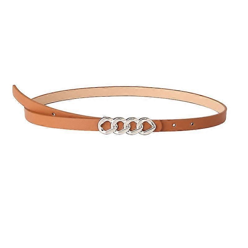 Women's 115cm Retro Chain Buckle Leather Belt for Jeans