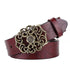 115cm Vintage Wide Leather Belt for Women, Carved All-Match Style