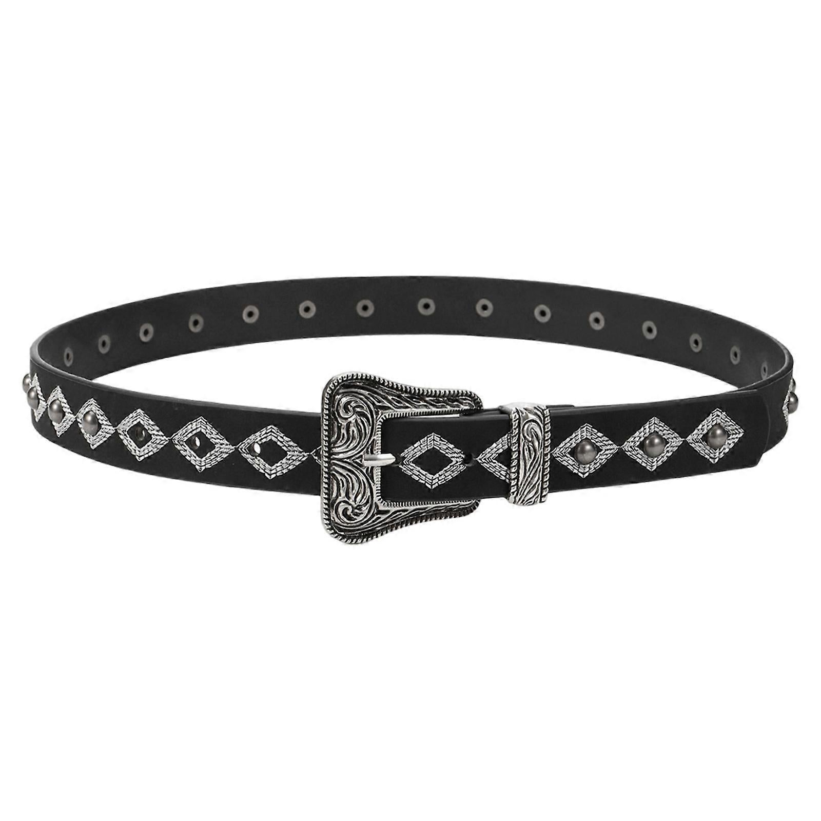 Cream PU Leather Belt, Adjustable Unisex Punk Waist Belt for Casual Wear