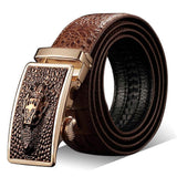 Men's 115cm Crocodile Pattern Cow Leather Belt with Automatic Buckle