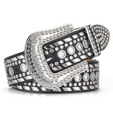Women's Rhinestone Studded Leather Belt for Jeans