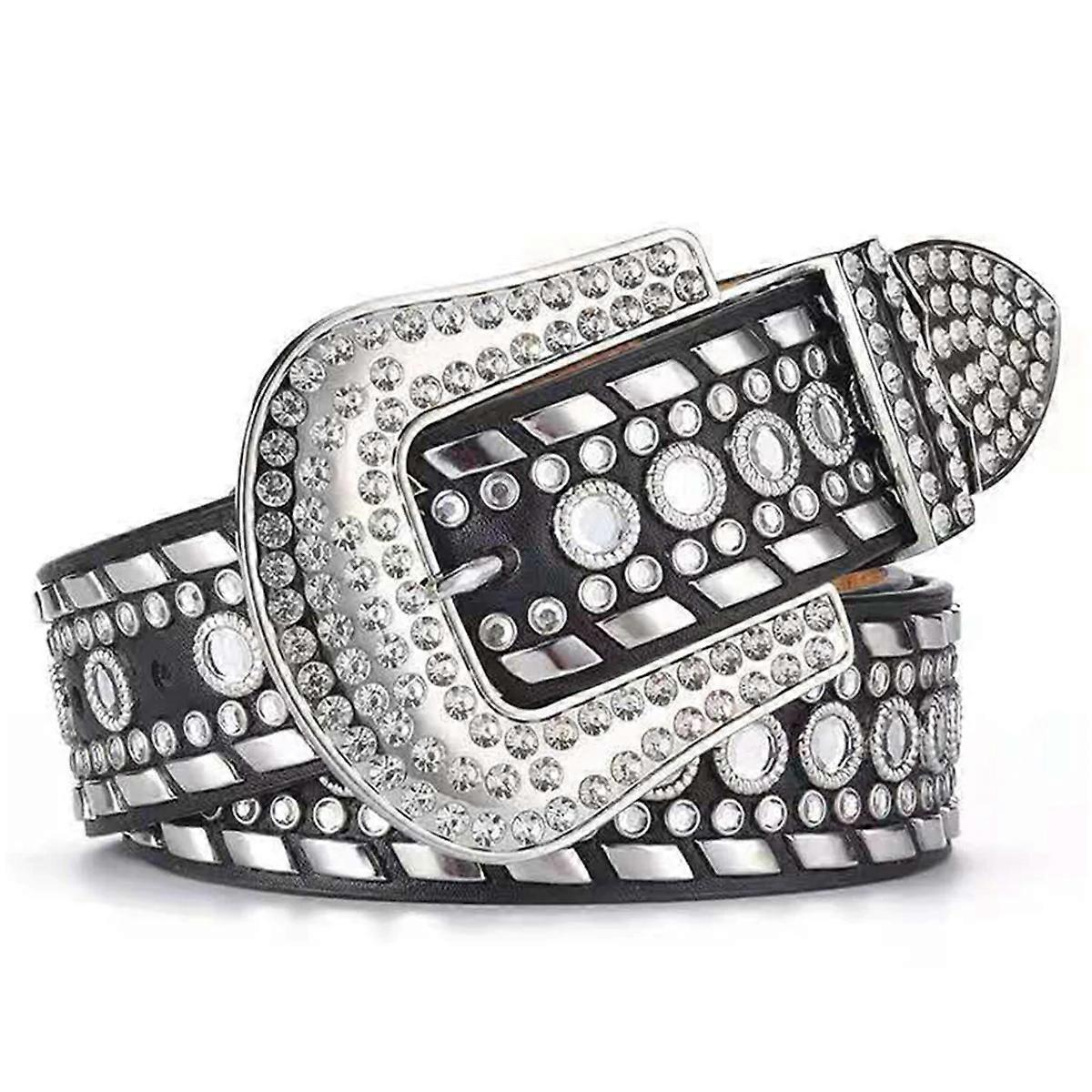 Women's Rhinestone Studded Leather Belt for Jeans