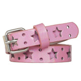 Women's Faux Leather Jeans Belt with Thin Hollow Pattern