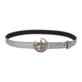 Women's Skinny Rhinestone PU Leather Belt for Costume Waist Strap