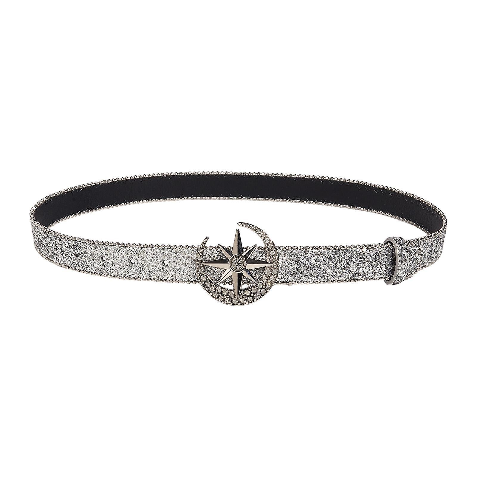 Women's Skinny Rhinestone PU Leather Belt for Costume Waist Strap