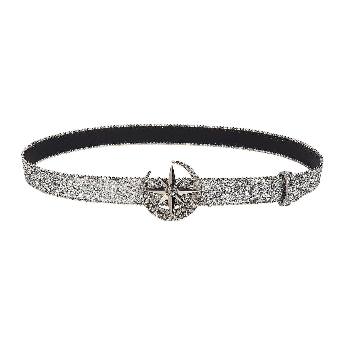 Women's Skinny Rhinestone PU Leather Belt for Costume Waist Strap
