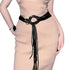 Retro Unisex Tassel Leather Belt with Hollow Out Waistband for Casual or Business
