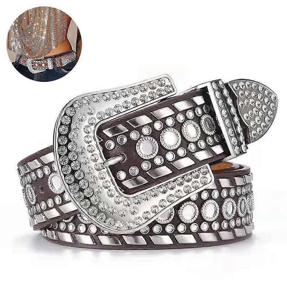 Women's Rhinestone Cowgirl Studded Leather Jeans Belt