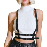 Women's Leather Body Chain Belt with Back Strap Design