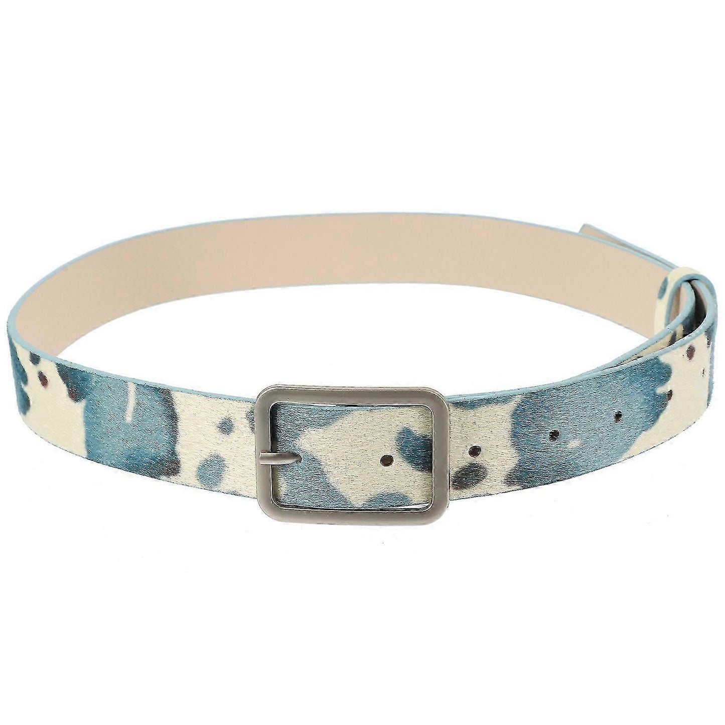 Cow Print Cowgirl Leather Belt for Women, Adjustable Jeans Waist Belt