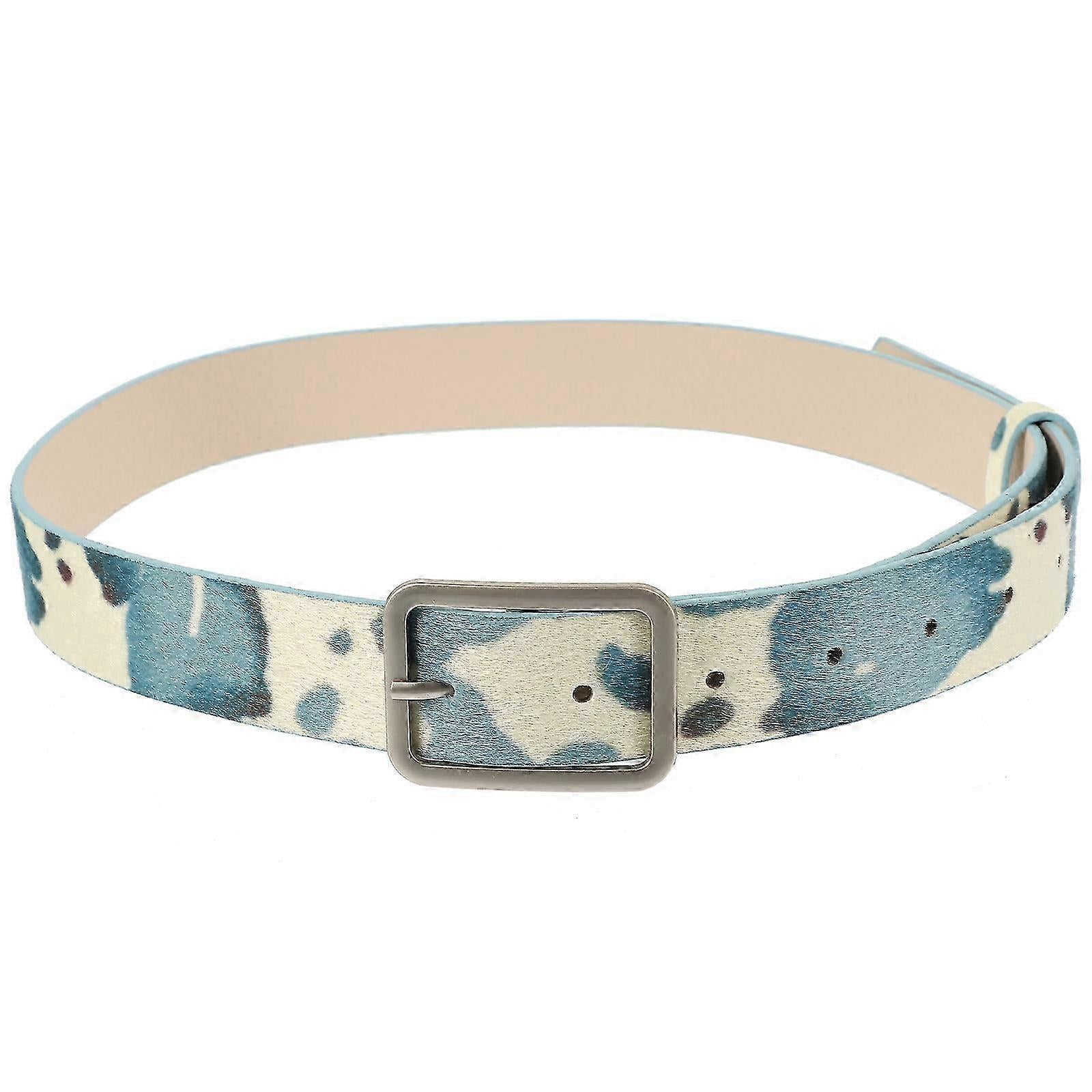 Cow Print Cowgirl Leather Belt for Women, Adjustable Jeans Waist Belt
