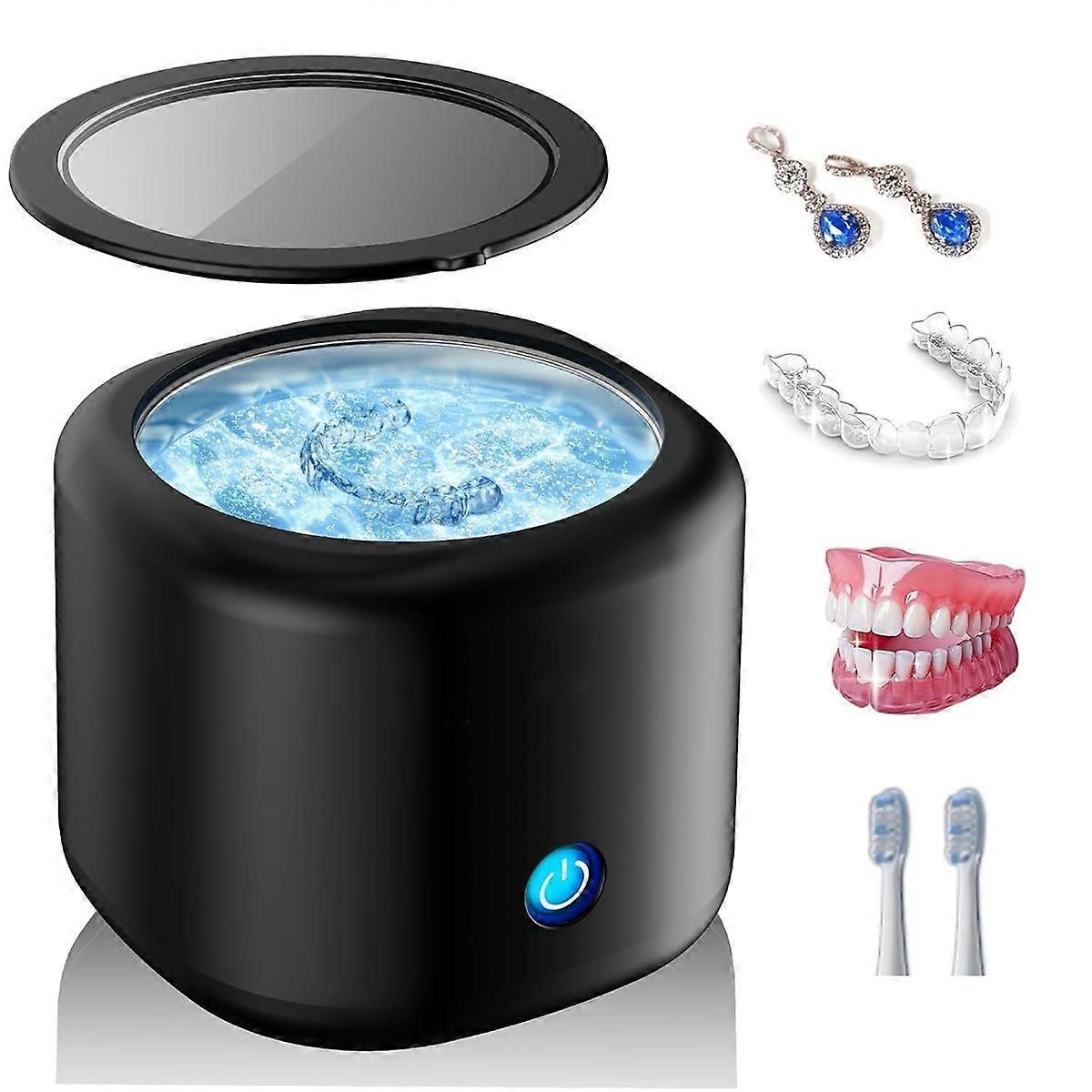 Black Mini Ultrasonic Jewelry & Denture Cleaner