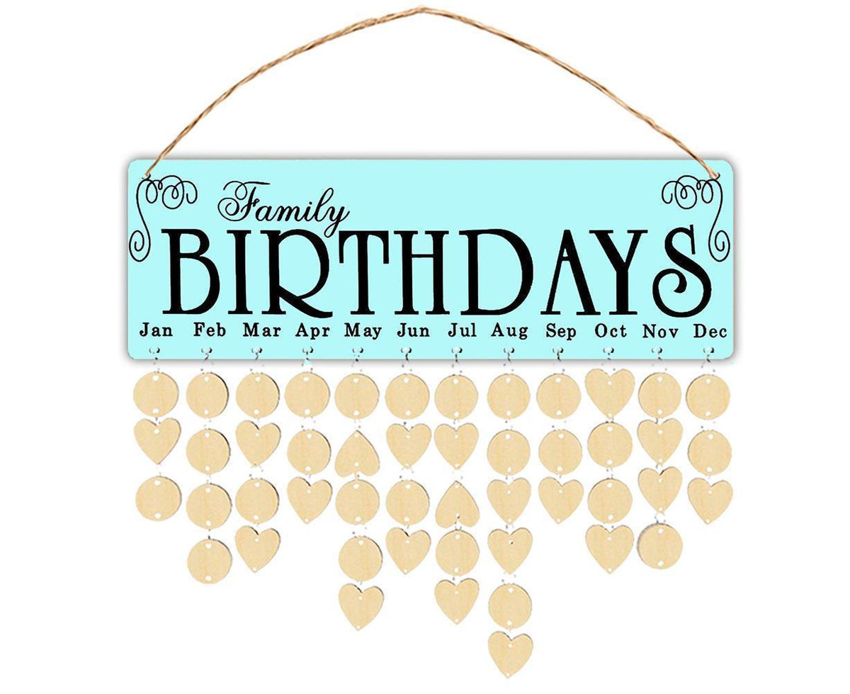 Wooden Wall Hanging DIY Calender Birthday Reminder Plaque Pendant Home Decor- F