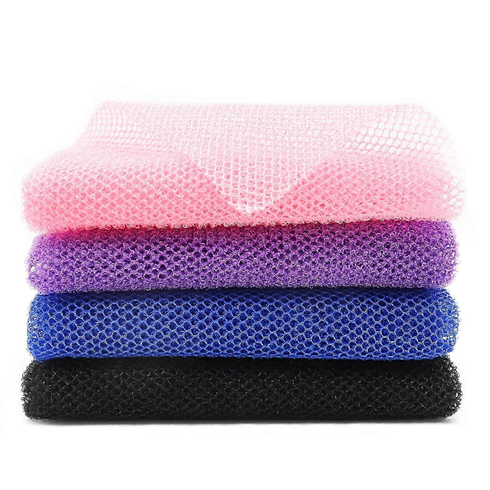 4pcs African Long Net Bath Sponge, Exfoliating Mesh Washcloth