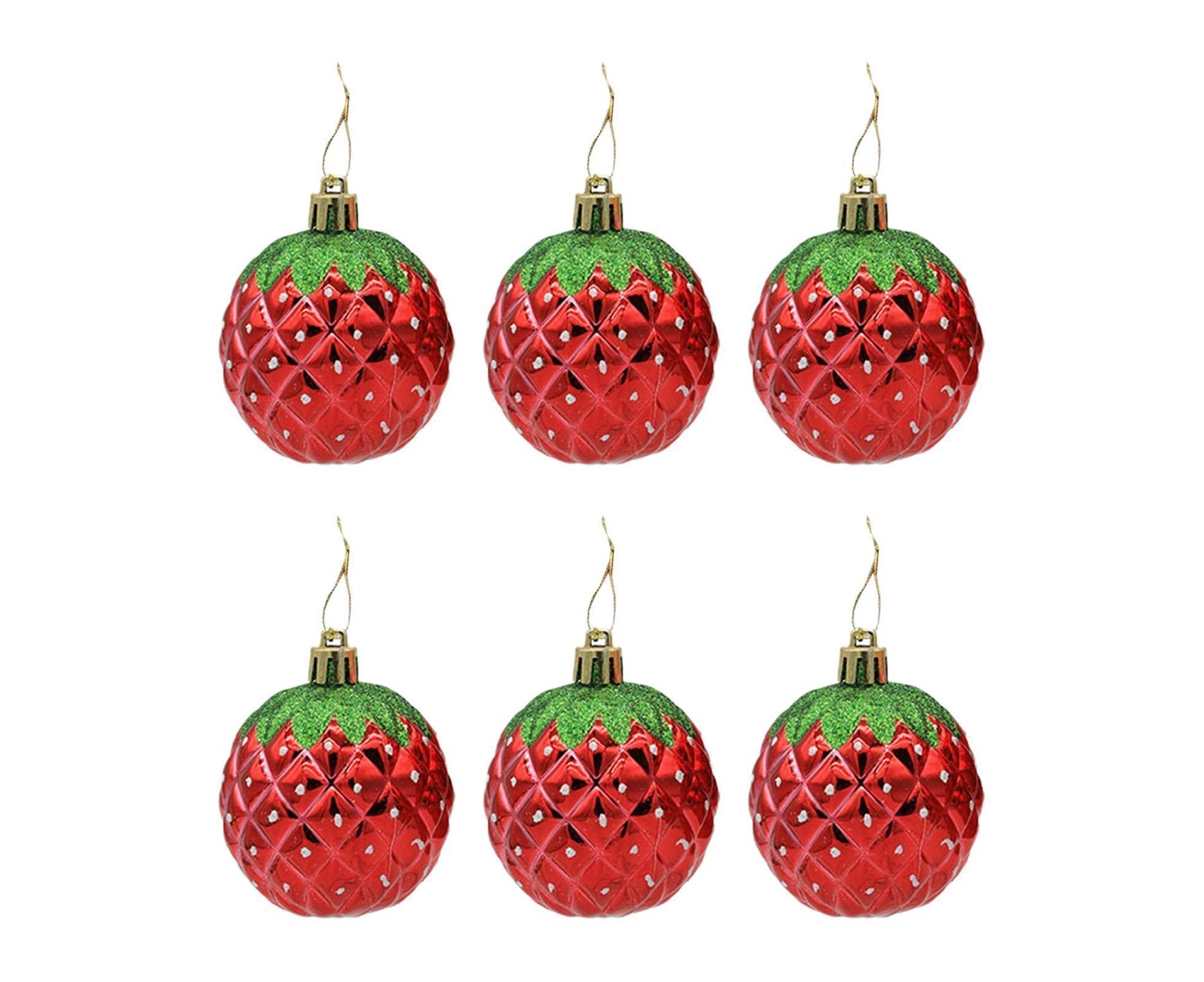 6Pcs Strawberry Ball Pendants-8 cm