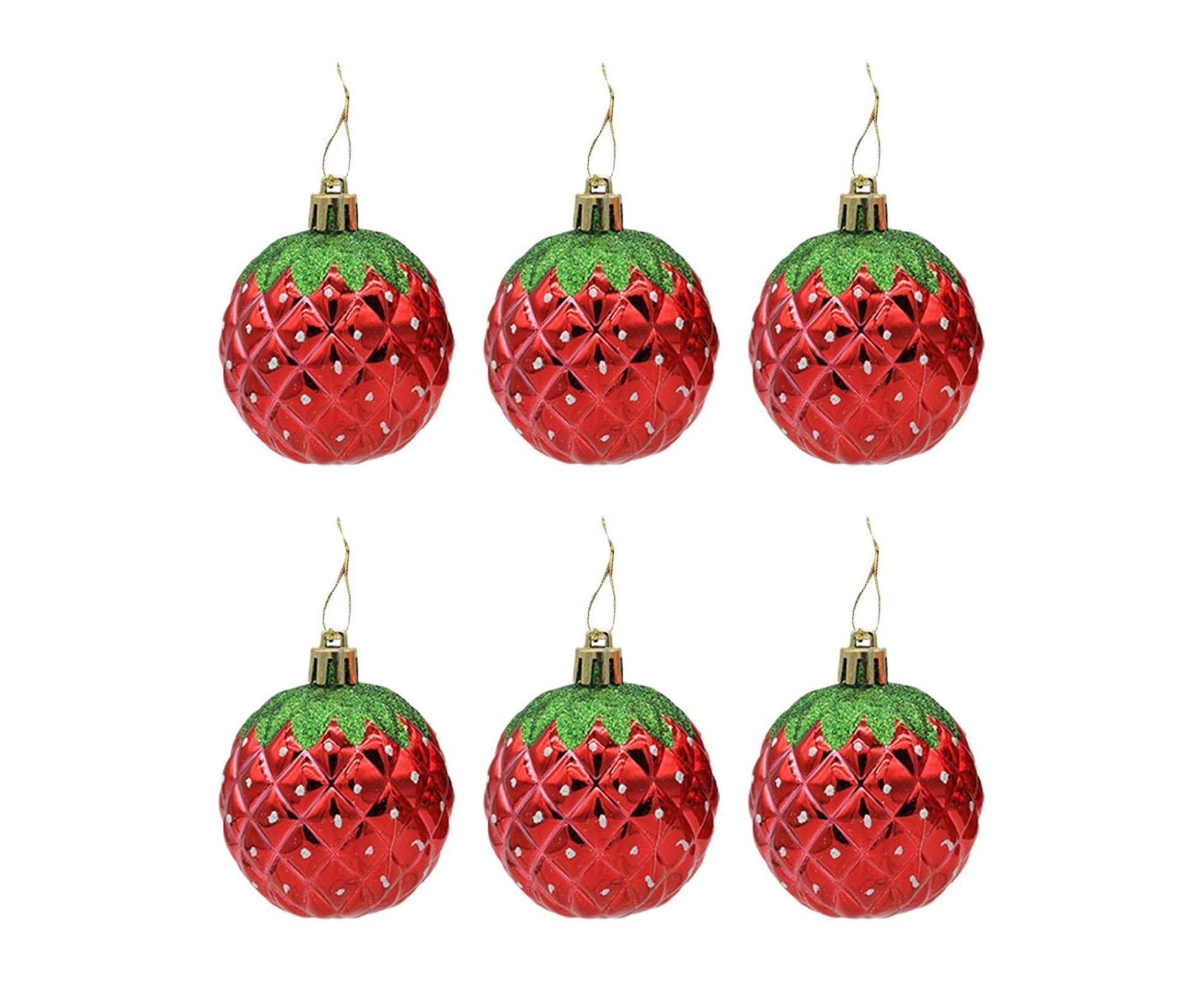6Pcs Strawberry Ball Pendants-8 cm
