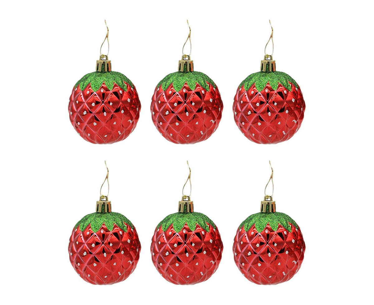 6Pcs Strawberry Ball Pendants-8 cm
