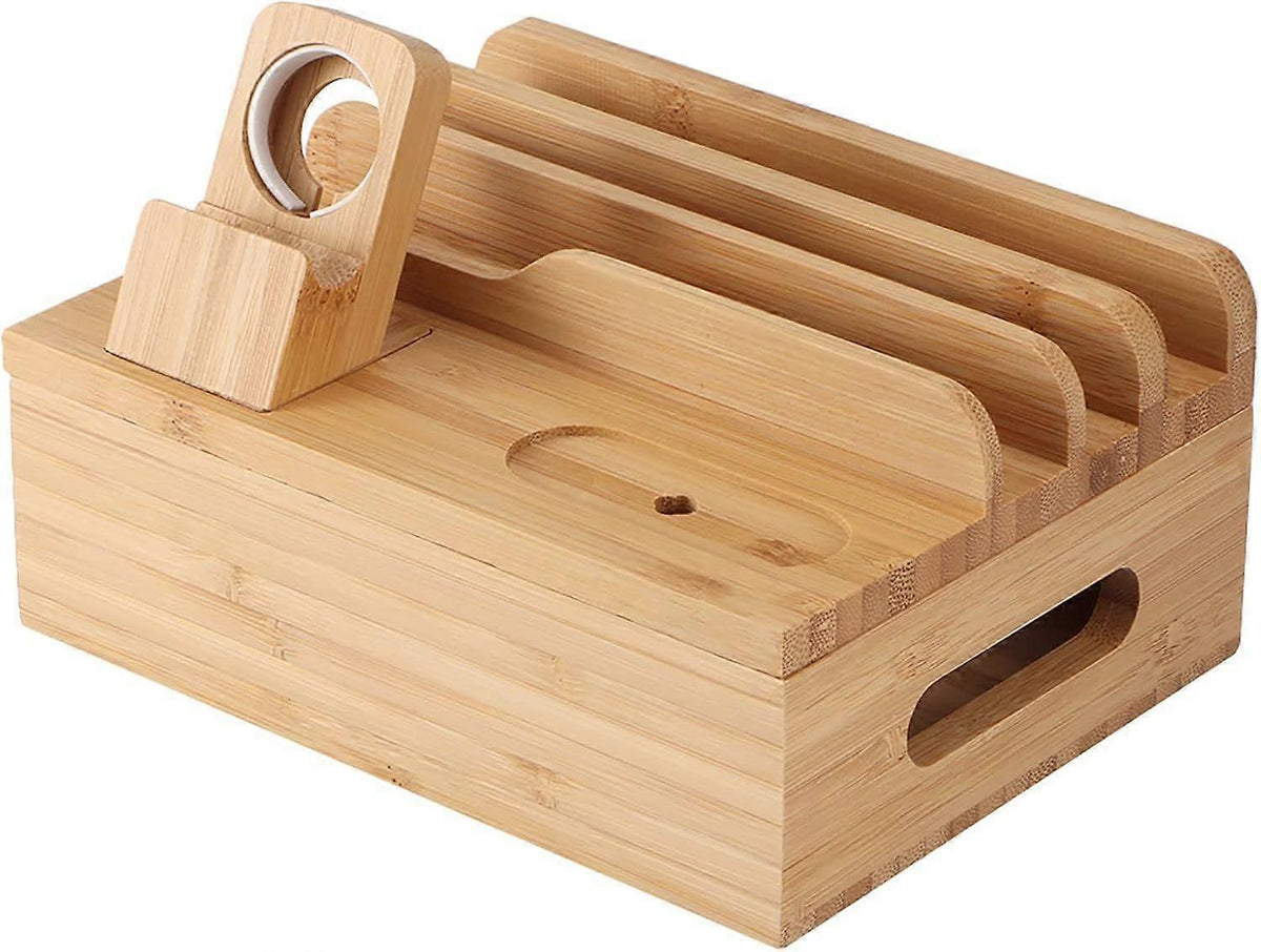Bamboo Phone Charging Organizer, Bedside Desktop Dock