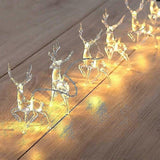 Christmas Reindeer LED String Lights, Battery Powered Warm White, 10 LEDs