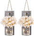 Rustic Mason Jar LED String Lights with Silk Hydrangea, Set of 2