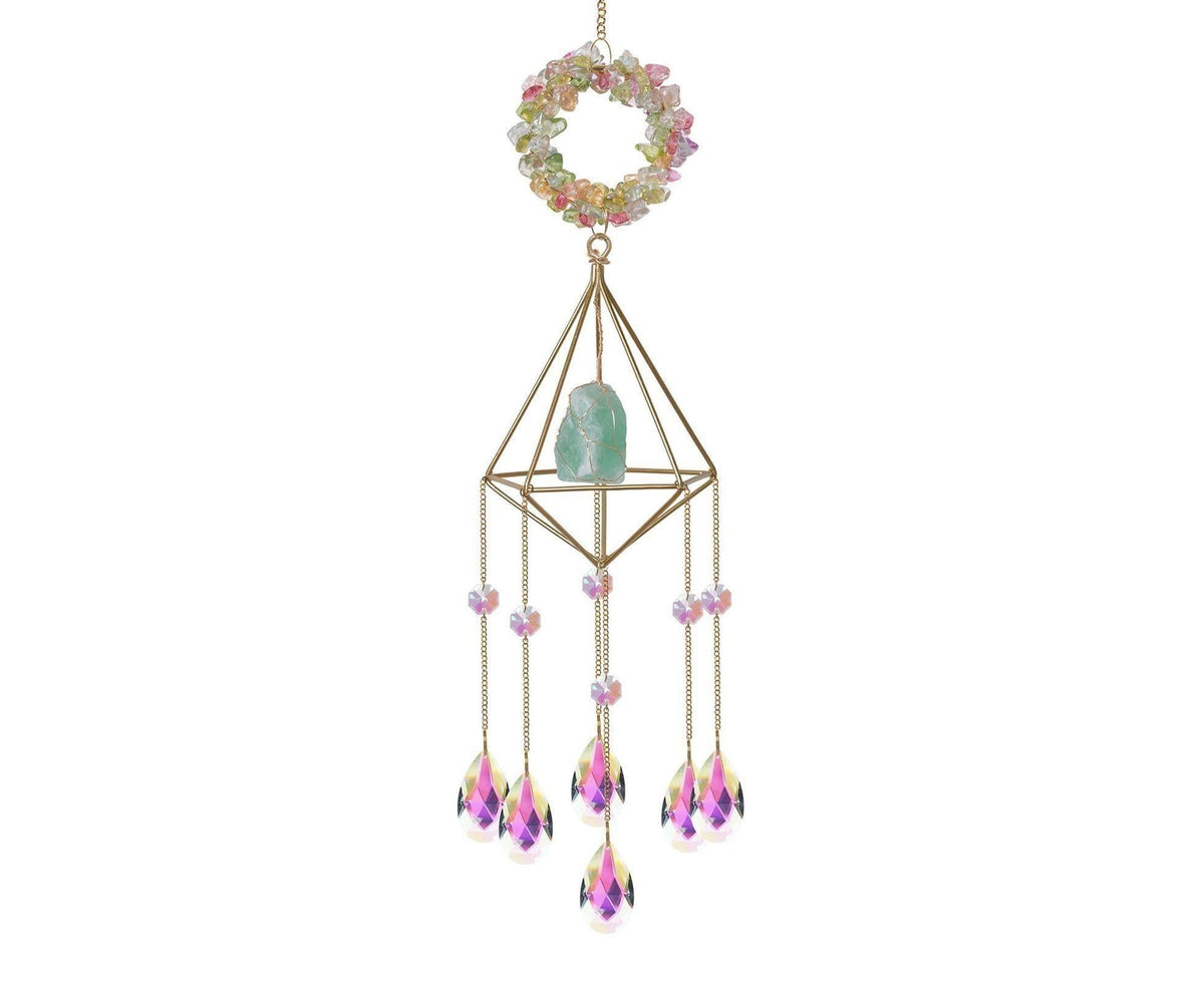 Sparkling Faux Crystal Hangable Wall Hanging Windbell-Multicolor