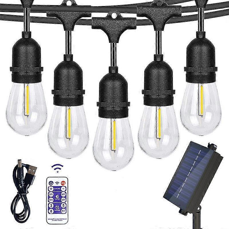 15M Outdoor Patio LED String Lights, IP65, S14 Bulbs, Expandable
