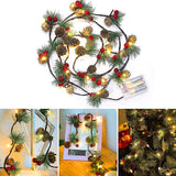 3M 30 LED Pinecone String Lights, Battery Powered, Xmas Red Berries Decor (2 Pack)