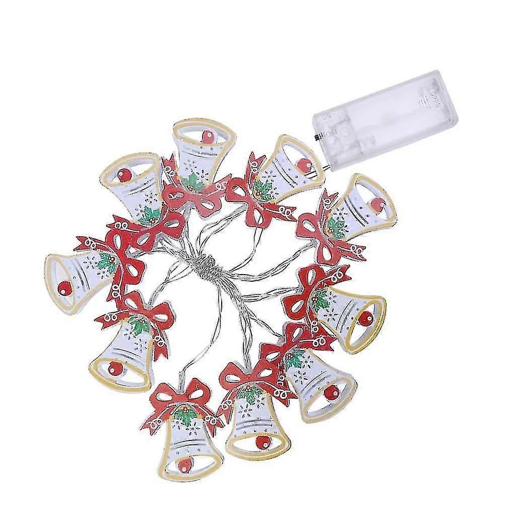Colorful Bell LED String Lights, 10 LEDs, Battery Powered Christmas Decor