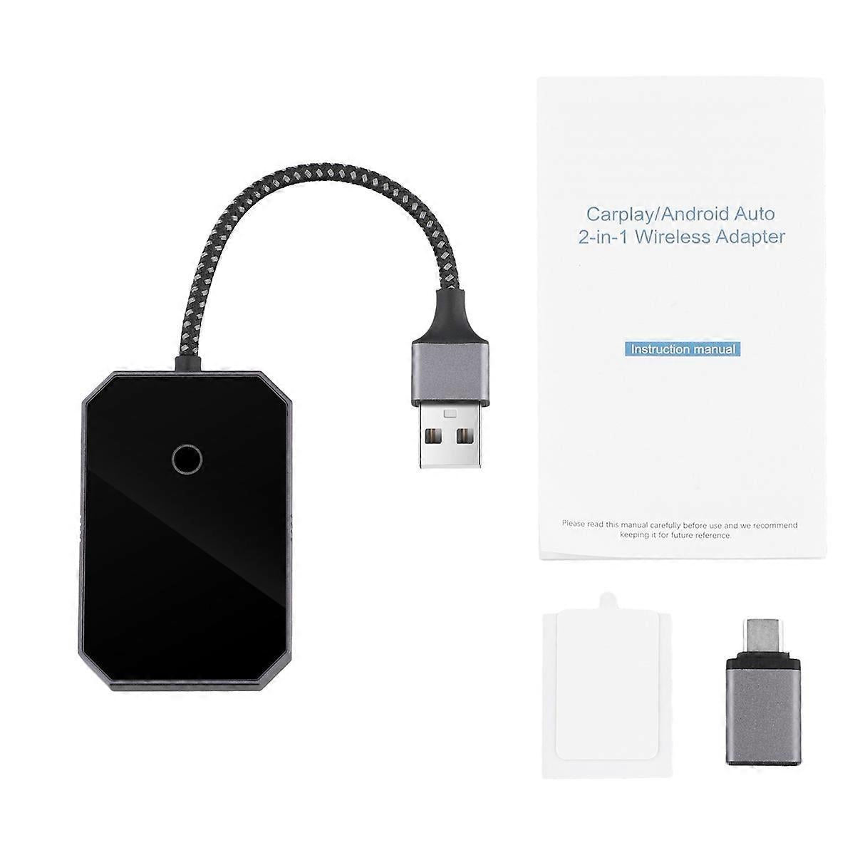 2 in 1 Wireless CarPlay Adapter, Convert Wired to Wireless CarPlay Box