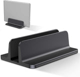 Vertical Aluminum Laptop Stand, Adjustable Desk Holder, Black